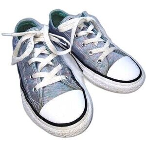 Converse All Star Chuck Taylor Shimmering Blue Low Top Sneakers Youth Size 2
